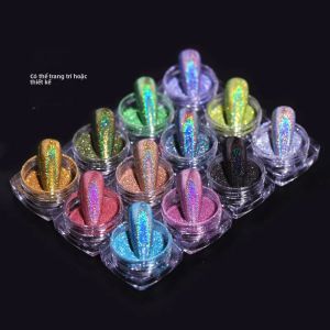 12 Lọ/Bộ Bột Nhũ Phủ Móng Tay Holographic Siêu Mịn Màu Chrome Laser 0.05mm Lấp Lánh Như Gương Bột Trang Trí Móng Tay 0.5g