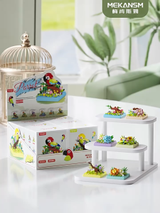 Animals Building Block Parrot Model with Dust Cover Decoration DIY Particle Assembly Toys Gift