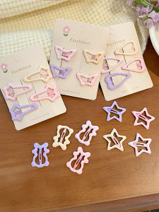 Cream Color Star Hairpin Baby Heart Forehead Bang Hairpin Five-Pointed Star Cropped Hair Clip Does Not Hurt Hair Girls Headdress