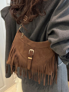 Túi Đeo Chéo Kiểu Pháp Thời Trang Cho Nữ 2025 Túi Đeo Chéo Đa Năng Tua Rua Phong Cách Hàn Quốc Túi Đeo Vai Đơn Cổ Điển