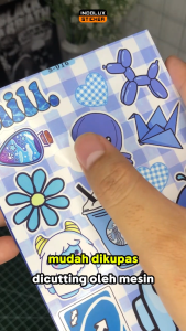 50 Pcs Sticker Blue Pastel Watercolor Stiker Aesthetic Cantik Anak Perempuan Lucu Untuk Scrapbook