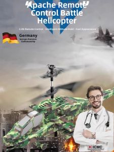 Remote Control Realistic Apache Combat Helicopter Toy