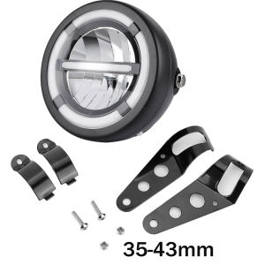 KEVANLY | 6.8 INCH LED Motorcycle Headlight Assembly With Brackets High Low Beam Halo DRL Running Lamp For Retro Cafe Racer Harley