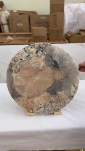 CENTRAL STONE Brazilian Natural Marble Quartz Coffee Side Table Dia50cm -Pandora Green Diamond