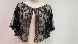 Filipiniana Beaded Sequin Blouse with Shawl - Evening Cape Bolero for Wedding Stage