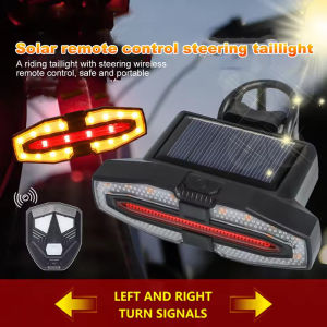Bike Rear Light Turn Signal Solar/Basic Wireless Remote Control Bicycle Lamp Type-c Rechargeable Cycling Rear Lighting Taillight