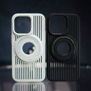 Magsafe Wireless Charging Phone Case for Apple 16ProMax Hollow Breathable 15 Pull Rod Bracket Ultra Thin Heat Dissipation 13pm Frosted Protective Cover IP12 Shell