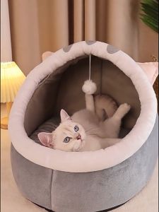 บ้านแมว 3ขนาด ที่นอนสัตว์เลี้ยง ที่นอนแมว เบาะ โดมที่นอนแมวแบบกึ่งปิด และยนุ่มนิ่ม