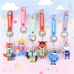 Cute Disney Zootopia Keychain PVC Cartoon Character Judy Nick Chief Bogo Keyring Hanging Couples Bag Decoration Festival Gift