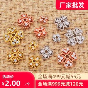 18K Gold Plated Crystal Four Leaf Clover Flower Spacer Bead Cap DIY Jewelry Accessories Heart Shaped Pendant Charms Fashionable