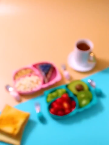 Strong Silicone Suction Plate Food Divided Soft Grip Dish Table Non-slip
