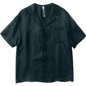 Miccbeirn | Miccbeirn Elegant V-neck Short Sleeve Embroidered Heavyweight Texture Womens Shirt Glossy 30-34 Years Old Commute Style Pure Color