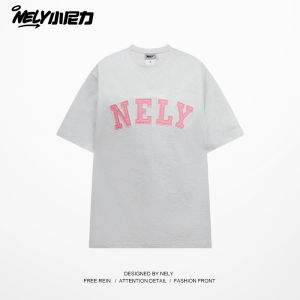 NELY Retro Sport Cool Feeling Solona T-Shirt Couple College Style Patchwork Short Sleeve Mens Fashion Casual Summer Top