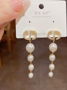 Elegant Classic Pearl String Drop Earrings S925 Silver Needle Korean Style Small Design Fashionable Jewelry Ear Jewelry