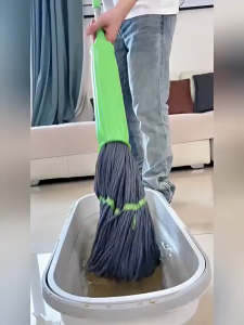 Dehidrasi dalam 1 detik] Pel putar otomatis dari serat bambu/Alat pel putar yang dapat diputar sendiri dan bebas dicuci dengan tangan/Bamboo fiber self-twisting spin mop caps
