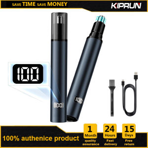 KIPRUN Nose Hair Trimmer for Men and Women with LCD Light Digital Display Ear and Nose Hair Clipper Professional Painless Type-C USB Rechargeable Battery Trimmers (Blue)