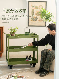 Modern Simple Style Metal Multi-layer Storage Rack Kitchen Balcony Mobile Cart Snack Sideboard Organizer Bird And Flower Home