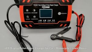 Smart 12V/24V Car Battery Charger with LCD Display Versatile AGM Deep Cycle Gel Lead-Acid Fast Pulse Repair Efficient Safe Charging for Cars Motorcycles Overheat & Short Circuit Protection Automotive Battery Charger Portable Charger