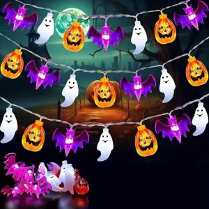 1.5M/3M Halloween LED String Lights Pumpkin Ghost Bat Fairy Lights Outdoor Indoor Halloween Party Decorations for Garden Patio