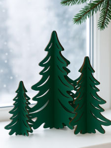 1pc Christmas Tabletop Decor Green Pine Trees Ornaments Bedroom Living Room Desktop Decorations for Home Window Sill & Mantel