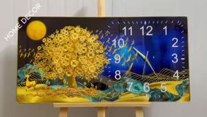 Mẫu đồng hồ cây kim tiền tranh đồng hồ tráng gương 5D xưởng miễn phí ship tặng phụ kiện treo.