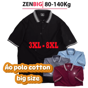 (80-140kg) Áo thun polo Nam Bigsize ZENBIG ngắn tay cổ bẻ màu trơn chất liệu vải cotton co giãn