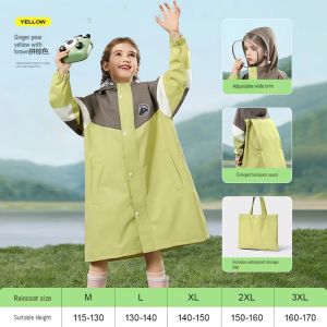 LORDWEY LORDWEY | BEIMEI Childrens One-piece Raincoat Thickened Niujin Waterproof Raincoat Hooded Camping and Hiking Long Raincoat Baby Loose Schoolbag Position Raincoat