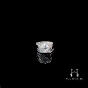 AM54 Nhẫn nam bạc 925 công nghệ xi độc quyền NanoShield xi bạc- xi bạch kim đính đá CZ 8ly