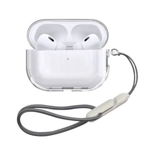 Clear Soft TPU Earphone Case with Lanyard Strap for Airpods Pro 3 2nd Generation Air Pods 4 2024 Gen Cover Accessories