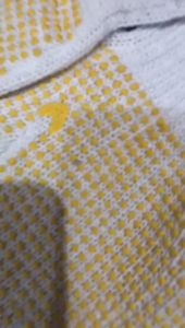 Sarung Tangan Cotton Work Gloves Kerja Katun Rajut Tutul Kuning Putih PVC