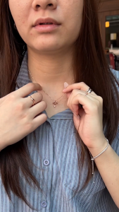 MILLENNE Match The Stars Shooting Star Studded Cubic Zirconia Rose Gold Necklace with 925 Sterling Silver (MLP-01)