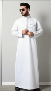 Jubah Pria Dewasa Gamis Pria Muslim Jubah Polos Lengan Panjang Model resleting