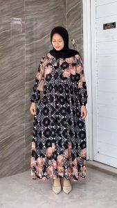Midi Dress Rayon Motif Etnik FREYA Bahan Rayon Premium | Terlaris Busui Friendly Adem Nyaman Daster