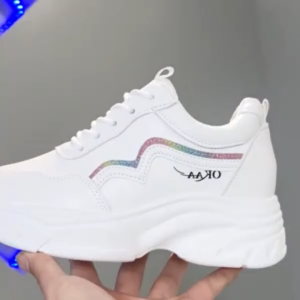 [COD]Best Seller Recommend for You Ladies Fashion Hidden Heel Sneakers White PU Leather Thick Platform Wedge Shoes Casual Walking Footwear