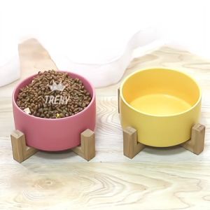 TRENY Cat Bowl Black Bowl Ceramic Dog Bowl Cat Food Basin Dog Basin Dog Drinking Water Cat Food Bowl Pet Bowl Anti-Tumble