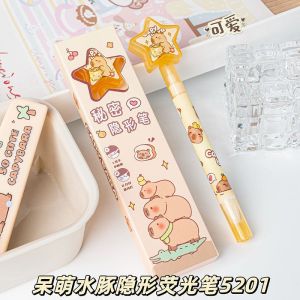 1PC Invisible Highlighter Pen Cute Cartoon Glow in The Dark Pen Marking Pen for Students and A Special Double Headed Flashing Pen for Marking