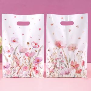 Túi Quà Nhựa Hoa Hồng 10/20/50 Chiếc Hỗn Hợp Họa Tiết Hoa Goodie Túi Cho Mùa Xuân Hè Ngày Lễ Trang Trí Tiệc Sinh Nhật