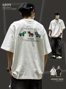 SZON | Áo Thun Ngựa Bé Pixel Hoạ Tiết Retro Thông Khí 100% Cotton