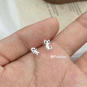 Asymmetric S999 Pure Silver Cat Fishbone Ear Cuff Womens Korean Style Cute Animal Sweet Ear Jewelry Daily Fashion Accessories