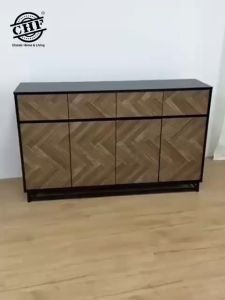 CHF Crissto Multifunction Cabinet/Industrial design/PowderCoated frame&leg-Color:Black+Neutral Brown