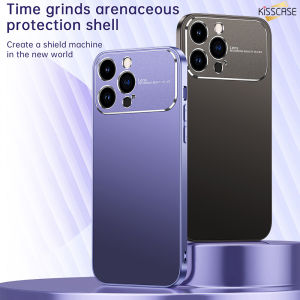 KISSCASE Aluminum Alloy Glossy Frosted Protective Shell Large Window Phone Case For Iphone 14 Pro Max 14 Plus 13 12 Aluminum Lens Protection Ultra Thin Hard Cover