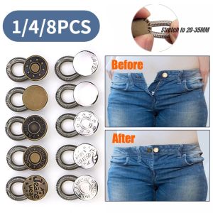 1/5PCS Detachable Jeans Waist Adjustment Buckle Metal Button Extender for DIY Pants Jeans Free Sewing Waist Extenders Buttons