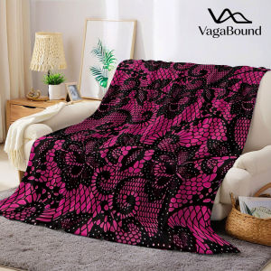 BILIBILI | Pink Floral Lace Flannel Blanket Warm Soft Halloween Christmas Decorative Couch Warm Cozy All-Season Gift