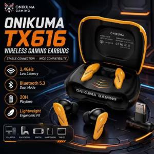 ONIKUMA | ONIKUMA TX616 Wireless Gaming Earbuds Dual Mode 2.4GHz Bluetooth 5.4 ENC Dual Mic Low Latency Headphones for PS5 PC Mobile Gamer