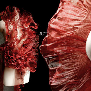 ผ้าตกแต่งขอบลูกไม้โปร่งใสแบบอ่อนๆ ขอบลูกไม้สีแดง ผ้าตกแต่งเสื้อผ้าแบบอ่อนๆ ผ้าฝ้ายโพลีเอสเตอร์ ผ้าฝ้ายโพลีเอสเตอร์