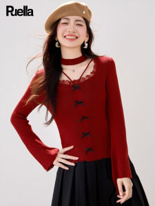 puella | Red Lace Stitching Butterfly Dress