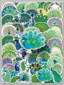 Waterproof Peacock Animal Stickers 50 Pcs Graffiti Decal for Luggage Skateboard Computer Tablet Cartoon Decoration