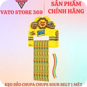 Kẹo dẻo vị chua CHUPA CHUPS hương trái cây hỗn hợp sour belt cầu vồng 1 mét dây 50g