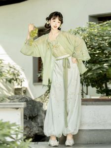 Hantang Huayun Original Womens Han Chinese Clothing [Su Qi] round-Neck Shirt Bloomers Song Made Trousers Improved Daily Spring and Summer