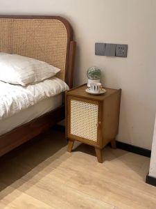 LACCOHUG Bamboo Bedside Table Wood/Brown/White Storage Cabinet Bedroom Household Meja Samping 床头柜
